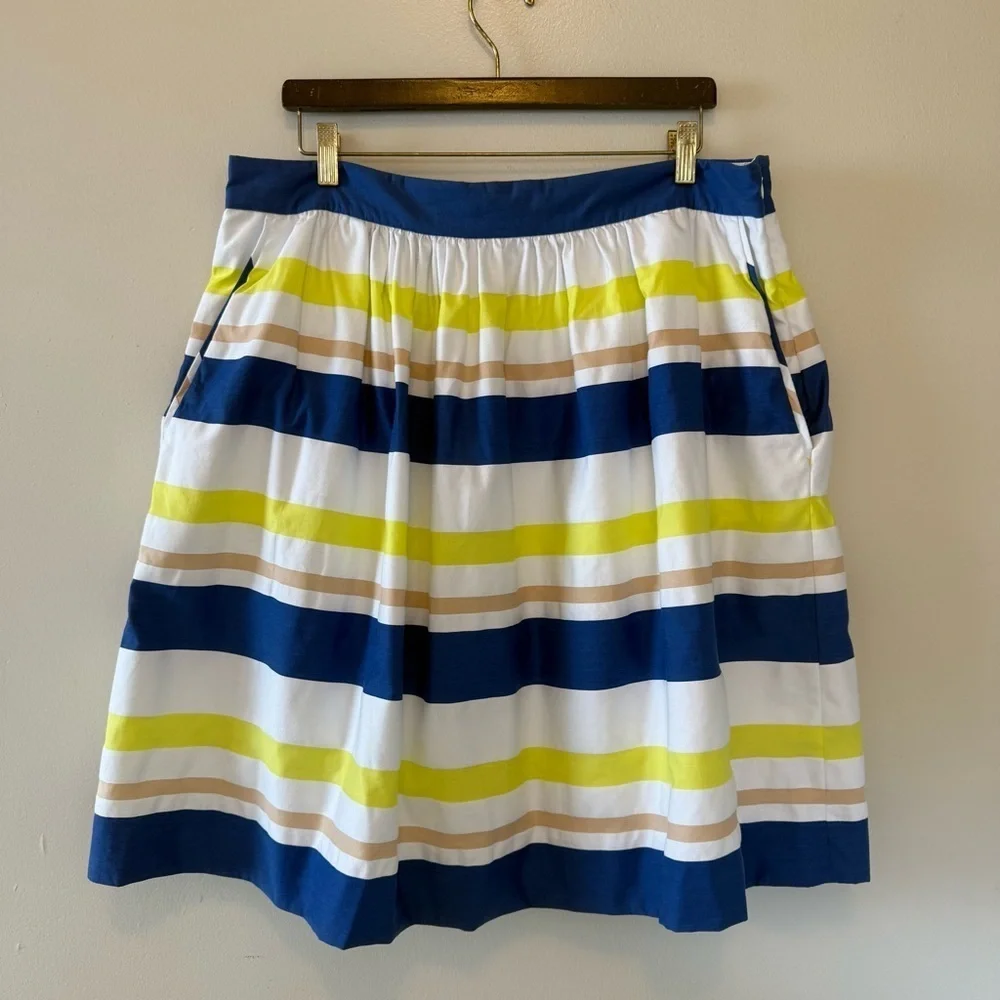 Lord & Taylor Striped Blue and Yellow Women's Skirt
